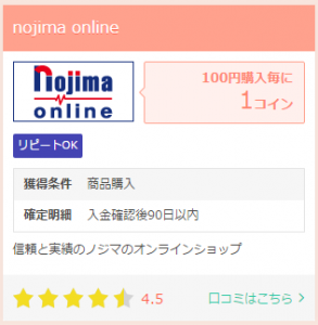 ノジマオンライン ポイント